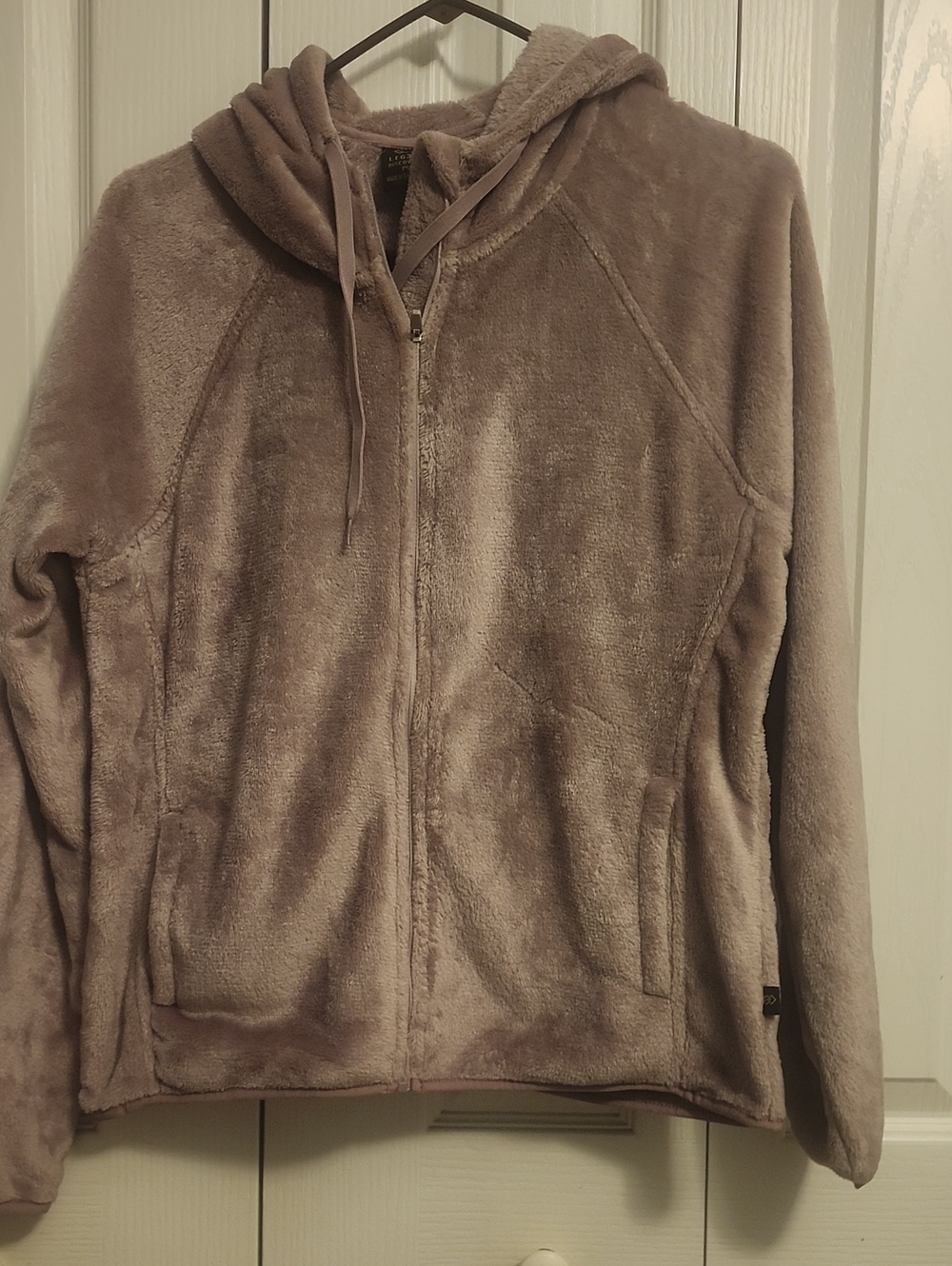 Plush Hooded Zip-Up Jacket in Taupe